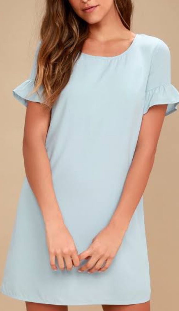 Lulu's S Chic of Perfection Powder Blue Shift Dress.